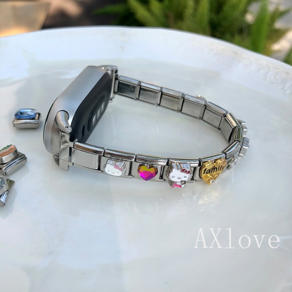 แฟชั่นสวยหวานน่ารักหัวใจรักอิตาลีเสน่ห์ลิงค์สําหรับ เสี่ยวหมี่ วงดนตรี 9 8/7/6/5/4/3 สร้อยข้อมือเครื่องประดับสแตนเลส ทําเอง ทํานาฬิกาวง