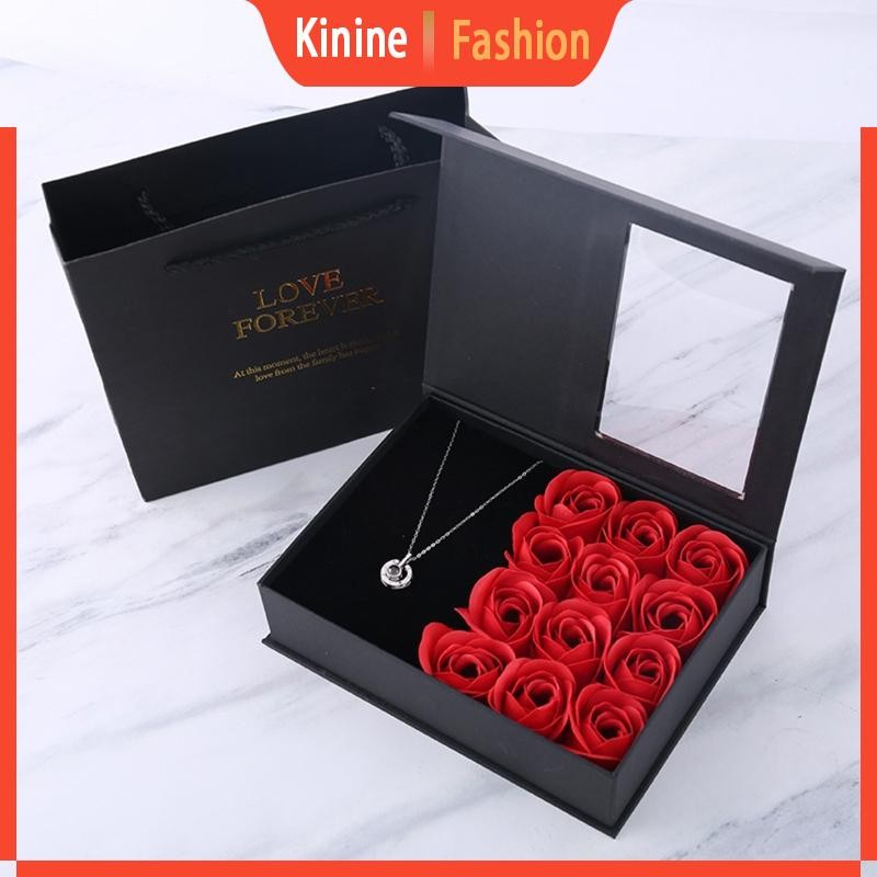 Kin กล่องเครื่องประดับสร้อยคอ Handmade Rose Packing Pounch Box Gorgeous Bag