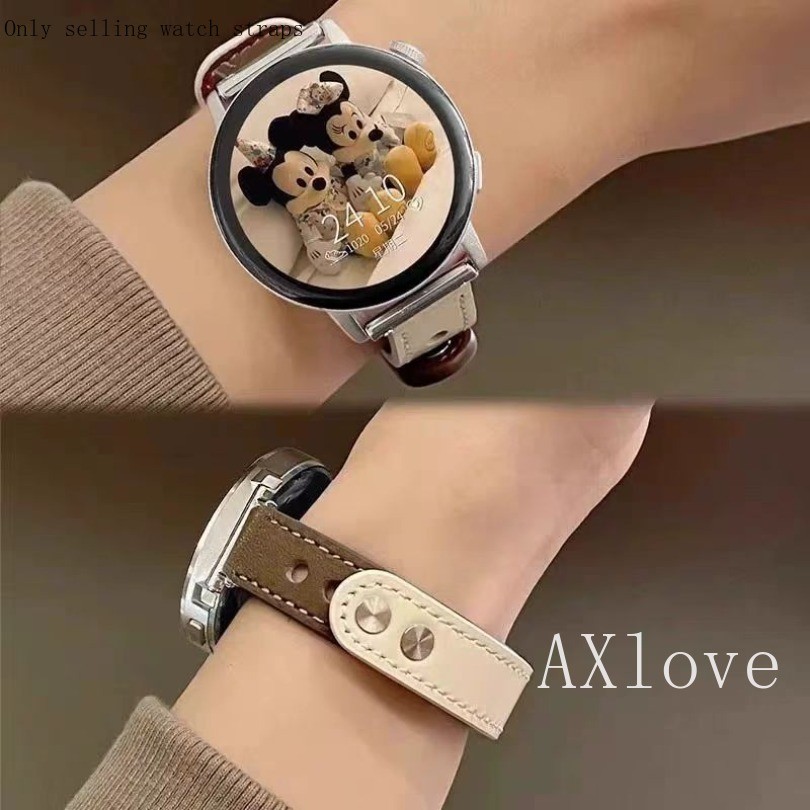 สายหนังบาง 20/22 มม. สําหรับ Samsung Galaxy Watch 7/6/5/4/Gear S3 6 Classic, 40/44 มม., สไตล์วินเทจ พร้อมอุปกรณ์เสริมสร้อยข้อมือ