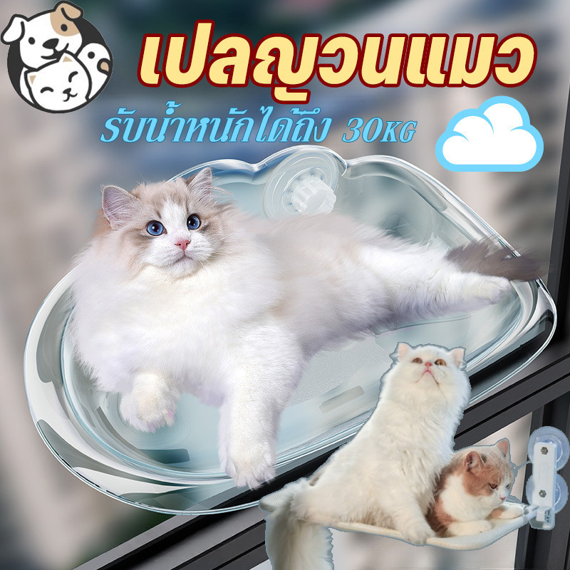 เปลญวนแมว เปลแมวติดกระจก ที่นอนนอนแมวติดผนัง รับน้ำหนักได้ 40 Kg บ้านแมวติดผนัง 52*32cm