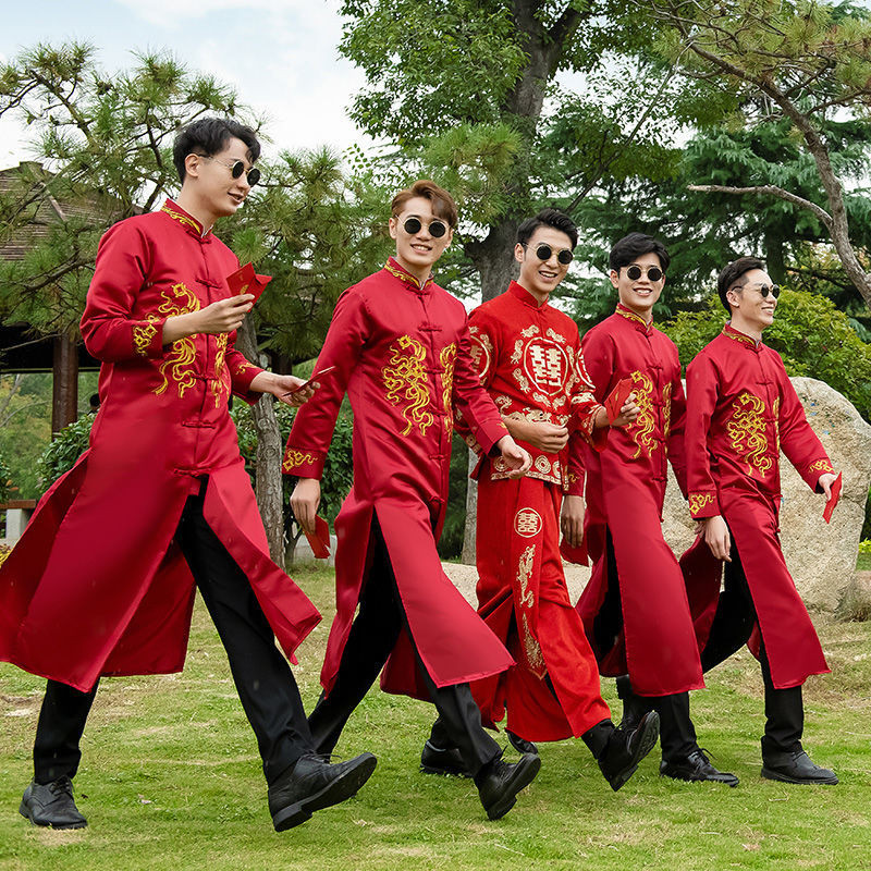 ก เจ้าบ่าวแต่งตัวสไตล์จีนพี่น้องแต่งงานกลุ่มชุดผู้ชายเฟส4
