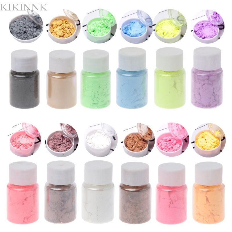 Kikin Mica Powder ความแปลกใหม่ Pearlescent อีพ็อกซี่เรซิ่นสีสีสําหรับ DIY สบู่ย้อมเล็บเครื่องประดับทํา Bath Bombs Slime