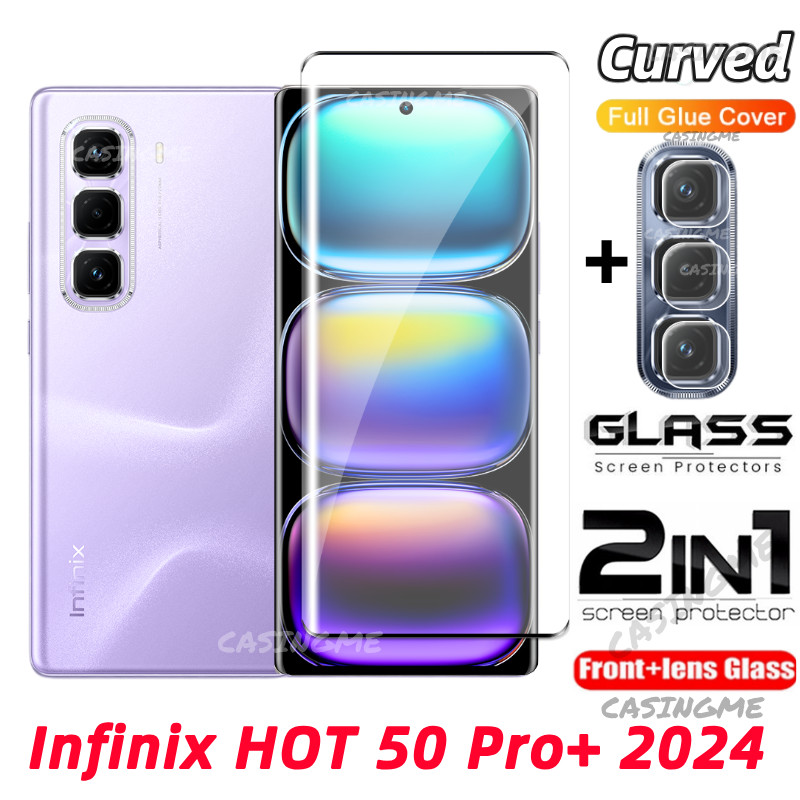 Infinix HOT 60 Pro 2024 ฟิล์มกระจกนิรภัยเต็มจอ 2 in 1 สําหรับหน้าและหลังเลนส์กล้อง รองรับ HOT 50 Pro/50i/50 Pro Plus 4G/5G