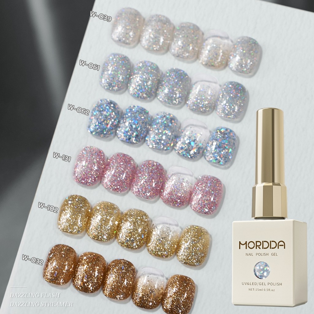 Mordda สีเจลทาเล็บ กลิตเตอร์ แผ่นกลิตเตอร์ใหญ่เล่นแสงสวยงาม มีหลากหลายโทนสี *สินค้าจัดส่งจากไทย
