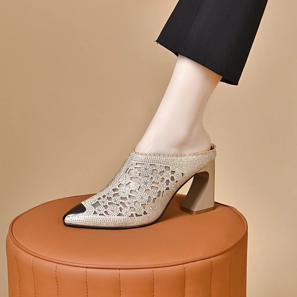 civicera_dudushop2 รองเท้าส้นสูงแบบสวม หัวแหลมส้นหนาน น้ำหนักเบา ใส่แล้วขับผิว ใส่สบาย รุ่น SUH500