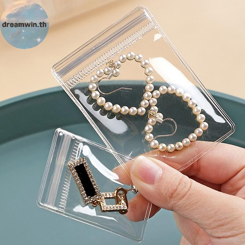 Dreamwin 10 ชิ้นกระเป๋าเก็บเครื่องประดับกล่อง Anti-Oxidation โปร่งใสเครื่องประดับสําหรับต่างหูสร้อยคอสร้อยข้อมือแหวนผู้ถือกระเป๋า th