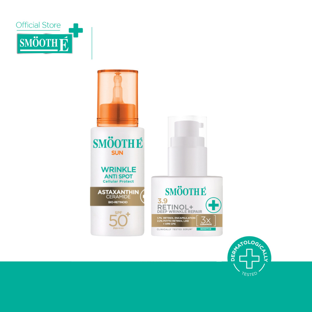 [ซื้อ 1 ฟรี 1] Smooth E Sun asta (Wrinkle) 30 g. & Smooth E Retinol plus deep Wrinkle 13 g.