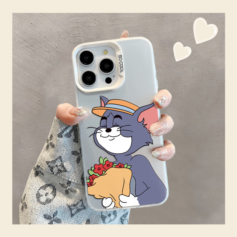 แมวทอมพร้อมดอกไม้สําหรับVivo Y17 Y12 Y12S Y30 Y7S Y50 Y100 S10 S10E V23E V23 V25 V27 V29 X60 X70 X80