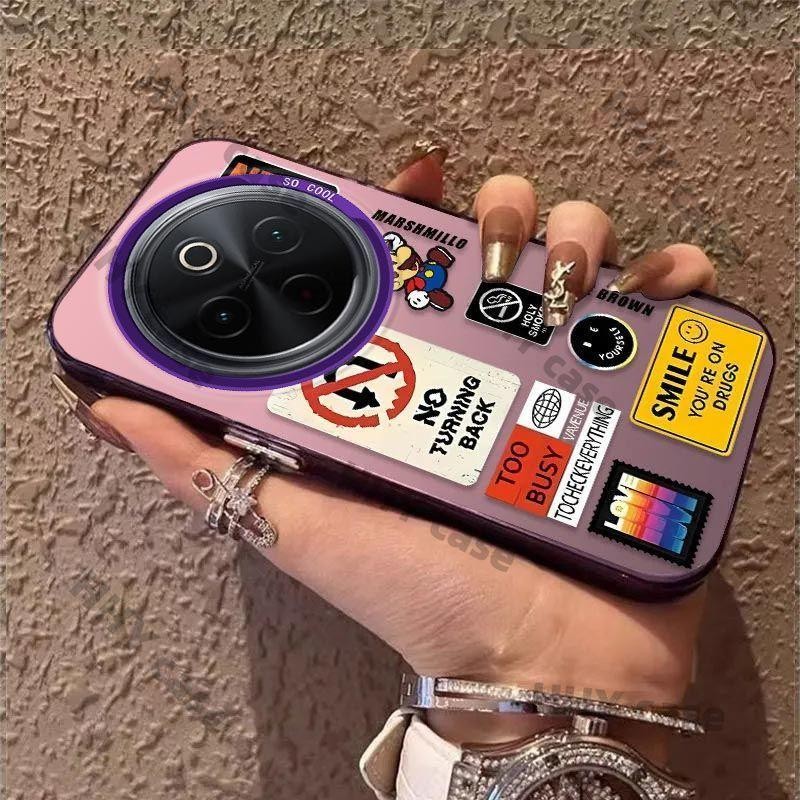 เคส IQOO Z10 5G เคส Matte Hard กันกระแทกเลนส์กล้อง Protecotr IMD หรูหราชุบปุ่ม ins สไตล์ฝาครอบโทรศัพท์ HHY กรณี