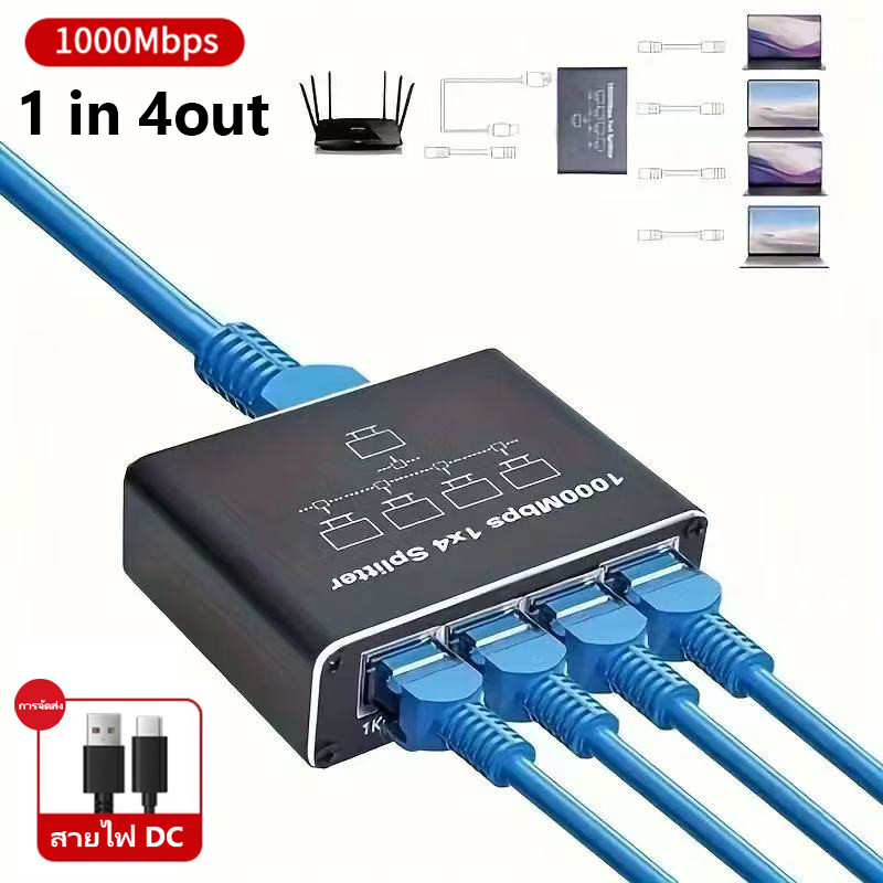 【โปรโมชั่น】"lan hub  ลานฮับ 2 lan to lan network switch 1000mbps lan switch สายเแลน hub lan ตัวแยกสา