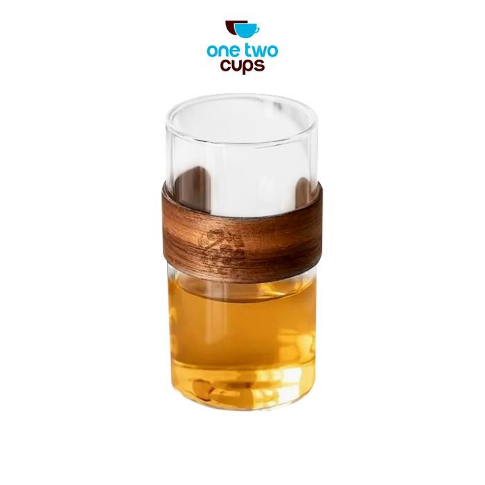 One Two Cups Japanese Style Glass Wood Sleeve 350ml - PG35