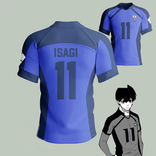 เสื้อยืดอะนิเมะคอสเพลย์ Blue Lock Team Eleven Isagi Yoichi แขนสั้นพิมพ์ลาย 3D