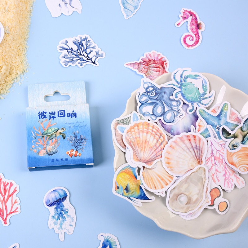 45 ชิ้นชนิดบรรจุกล่อง Marine Organism Series สติกเกอร์ Journal Deco DIY สติกเกอร์
