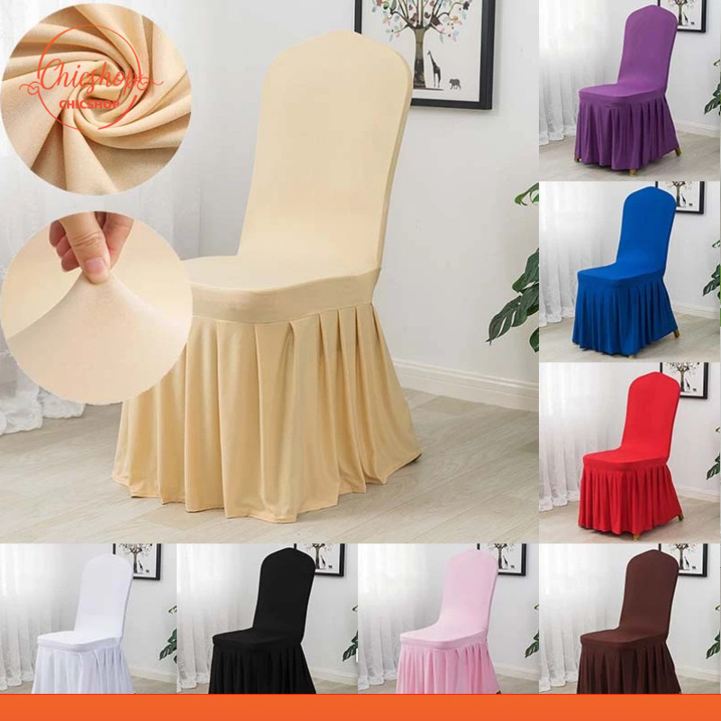 chishop ผ้าคลุมเก้าอี้จัดเลี้ยง หนา ทนทาน ยืดหยุ่นดี ปลอกหุ้มเก้าอี้ สีพื้น จับจีบรอบตัว