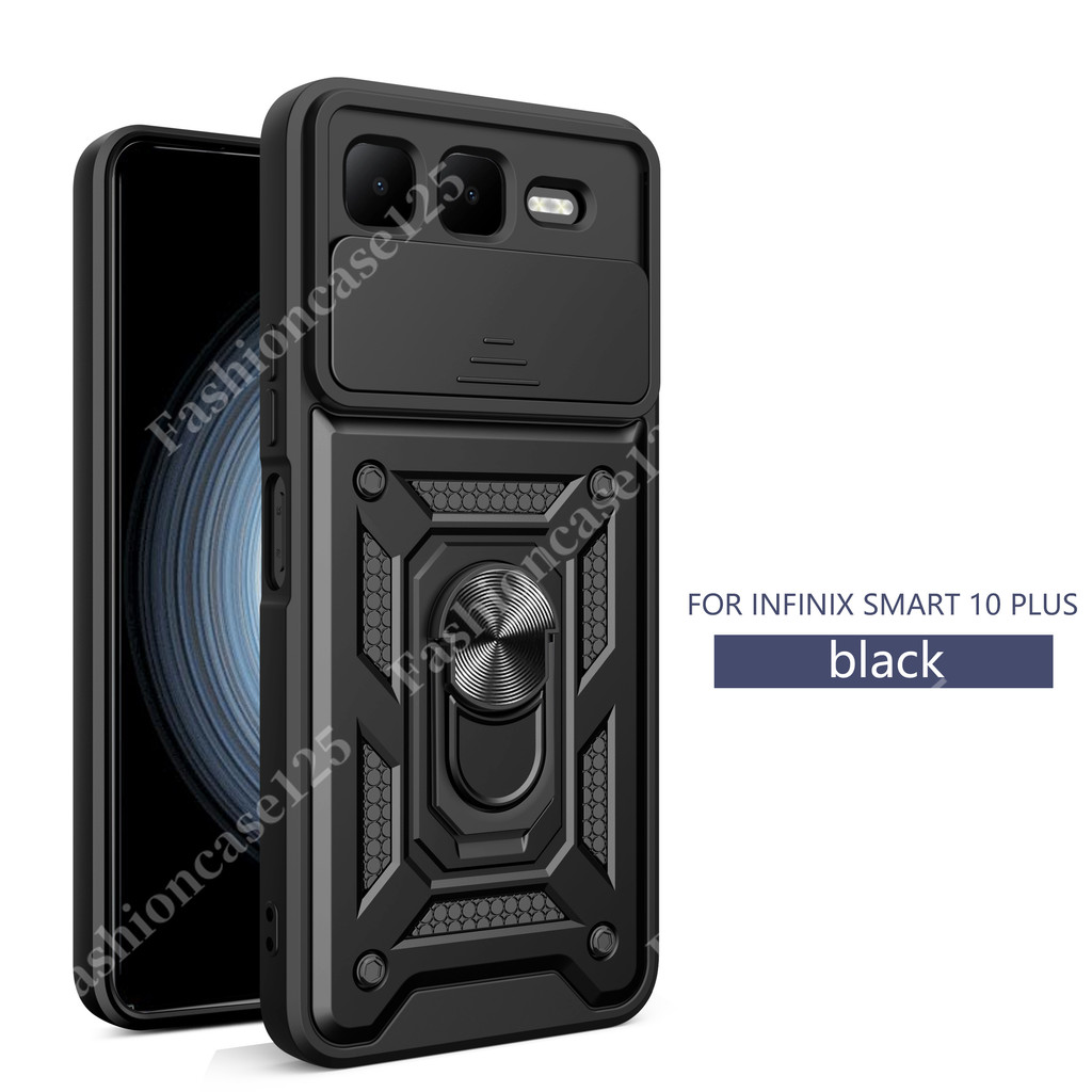Infinix Smart 10 Plus เกราะกันกระแทกสําหรับ Infinix Smart 10 Plus Smart10 10Plus 4G 2025 Push ดึงกล้องปกป้องเคสโทรศัพท์ผู้ถือแม่เหล็กแหวนกันกระแทกฝาหลัง