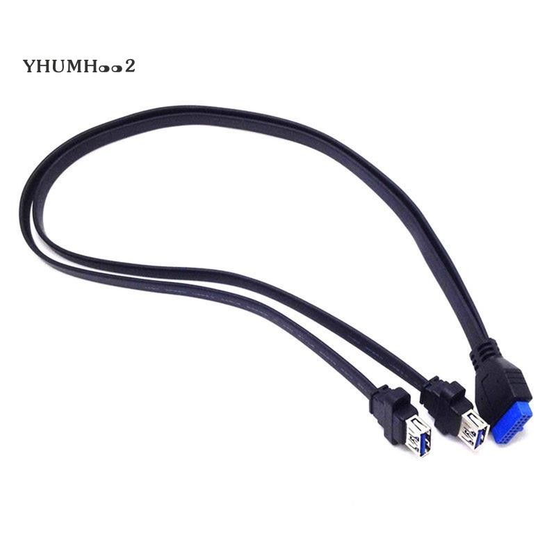 [yhumh002]Dual 2 Port USB 3.0 Front Panel Extension Cable a Type Female to 20 Pin Box Header Female Slot Adapter Cable