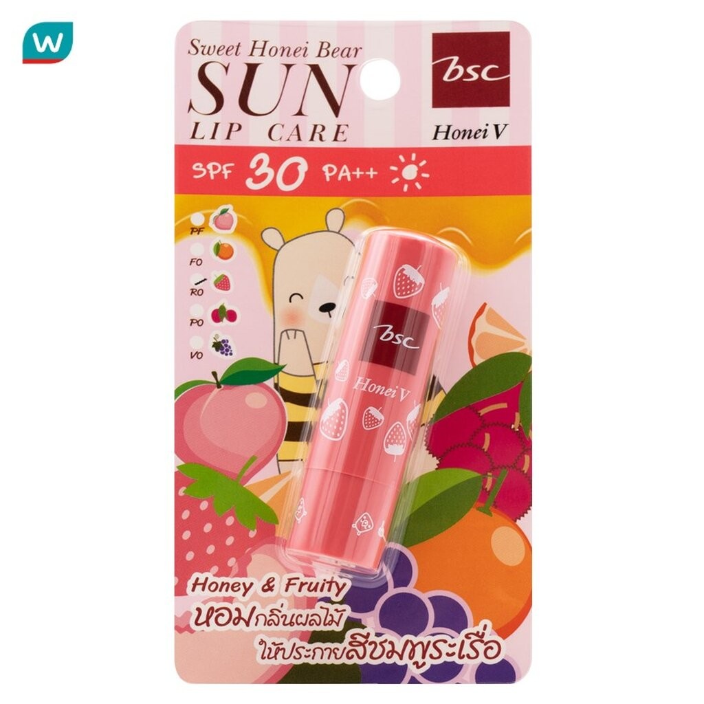 Honei V BSC ฮันนวี่ บี เอสซี สวีทฮันนี่แบร์ ซัน ลิปแคร์ SPF30 PA++ 4.5ก. R0 สตรอว์เบอร์รี