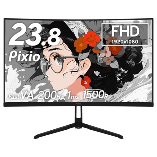 Pixio PXC248 Wave Gaming Monitor Curved 200Hz 23.6-inch 24-inch FHD Fast VA Pixio