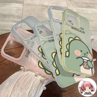 พร้อมส่ง เคสไอโฟน15 ไดโนเสาร์เขียวสนุก เคสใสแบบด้าน For IPhone13 11 12 14 15 16ProMAX 6/7/8PLUS X XR XSMAX ป้องกันมือถือ