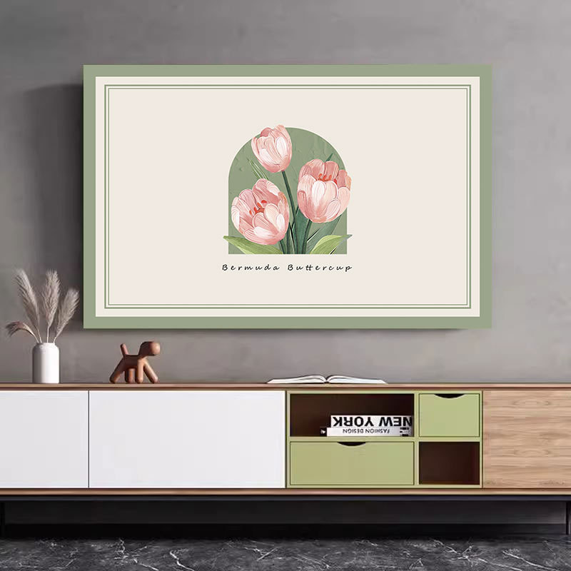 ผ้าคลุมทีวีดอกไม้พิมพ์ 32-80In LCD LED TV Dust-Cover Universal Desktop/พื้นผิวโค้งโทรทัศน์จอคอมพิวเต