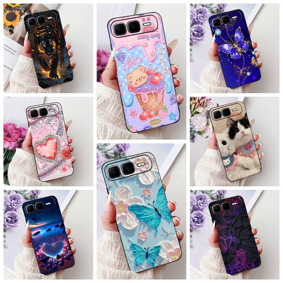 Infinix Smart 10 Plus Case X6725B น่ารักการ์ตูนหรูหรา Cool ชายหญิงแฟชั่นผีเสื้อฝาครอบกันชน Infinix สมาร์ท 10Plus เคสโทรศัพท์