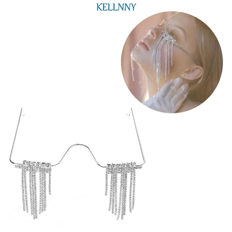 Kelln Phtography Props พู่ Face Chain Masquerade Face ตกแต่งกรอบแว่นตา