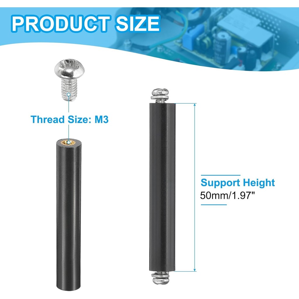 PATIKIL M3x50 มม.PCB รองรับ Spacer, 12 ชุด 50 มม./1.97 "ความสูง PCB Standoff การแยกขาตั้งคอลัมน์แบนห