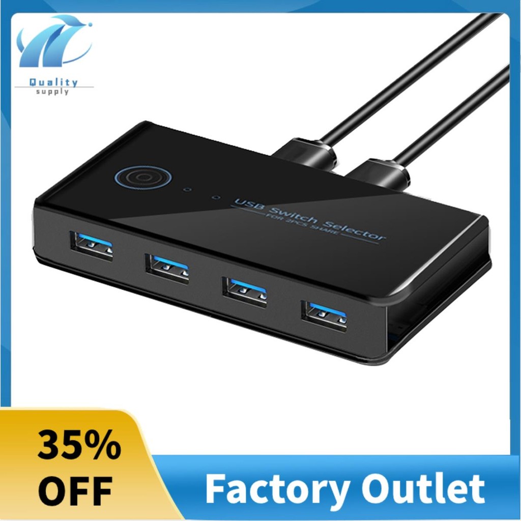 USB KVM Switch USB Shared Switcher 2 in 4 Out สําหรับแล็ปท็อปพีซีคีย์บอร์ดเมาส์เครื่องพิมพ์ USB Swit