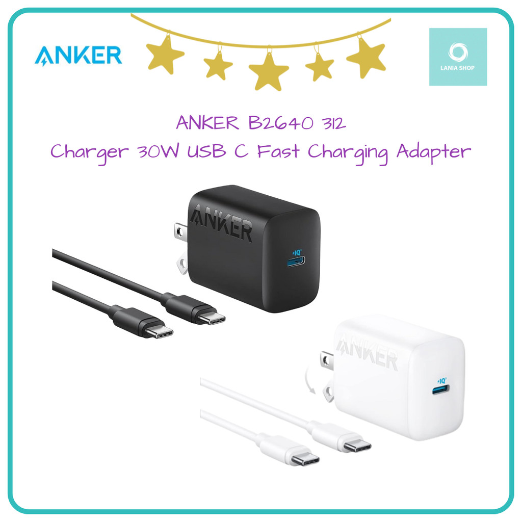 ANKER B2640 312 Charger 30W USB C Fast Charging Adapter พับ Travel Charger แล็ปท็อปโทรศัพท์แท็บเล็ต