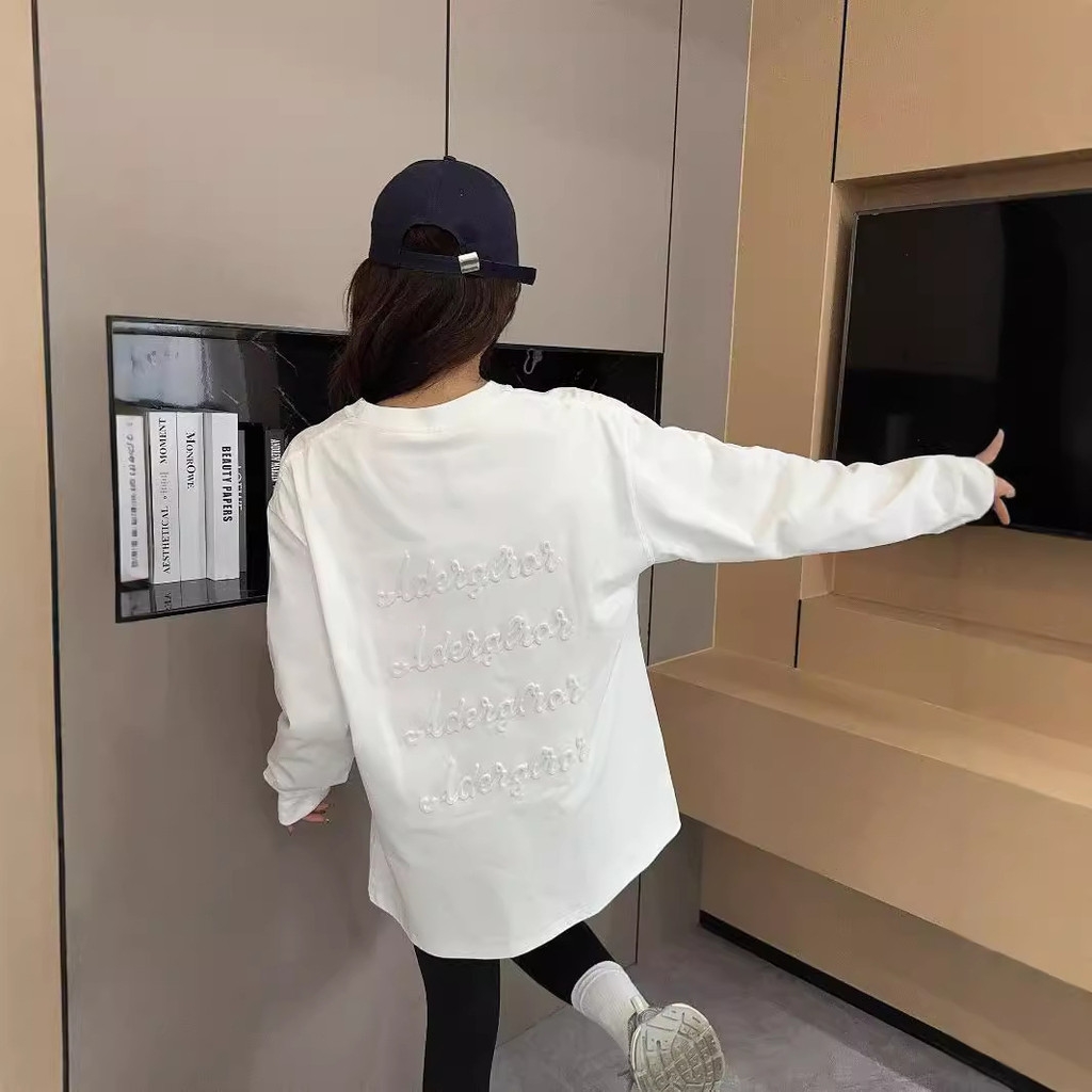 ADER ฤดูใบไม้ร่วงผลิตภัณฑ์ใหม่นูน All-Match รอบคอคู่ Bottoming เสื้อผู้ชายผู้หญิง Street สวมใส่ตัวอั