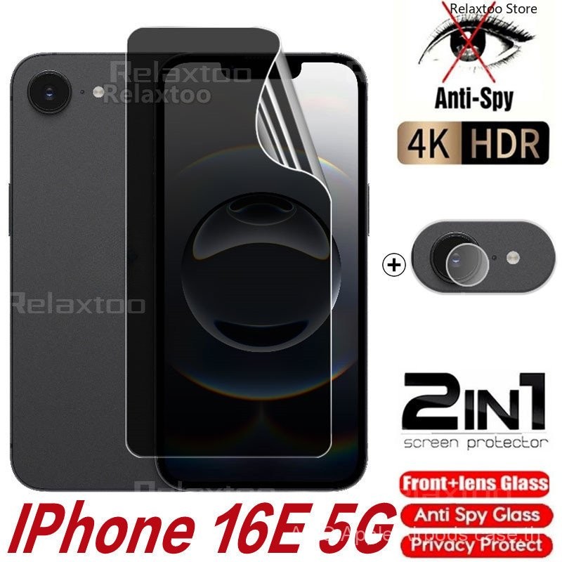 Iphone16 e 5G 2in1 หน้าจอความเป็นส่วนตัว Soft Hydrogel ฟิล์มสําหรับ IPhone 16 Pro Max Plus 16Plus 16