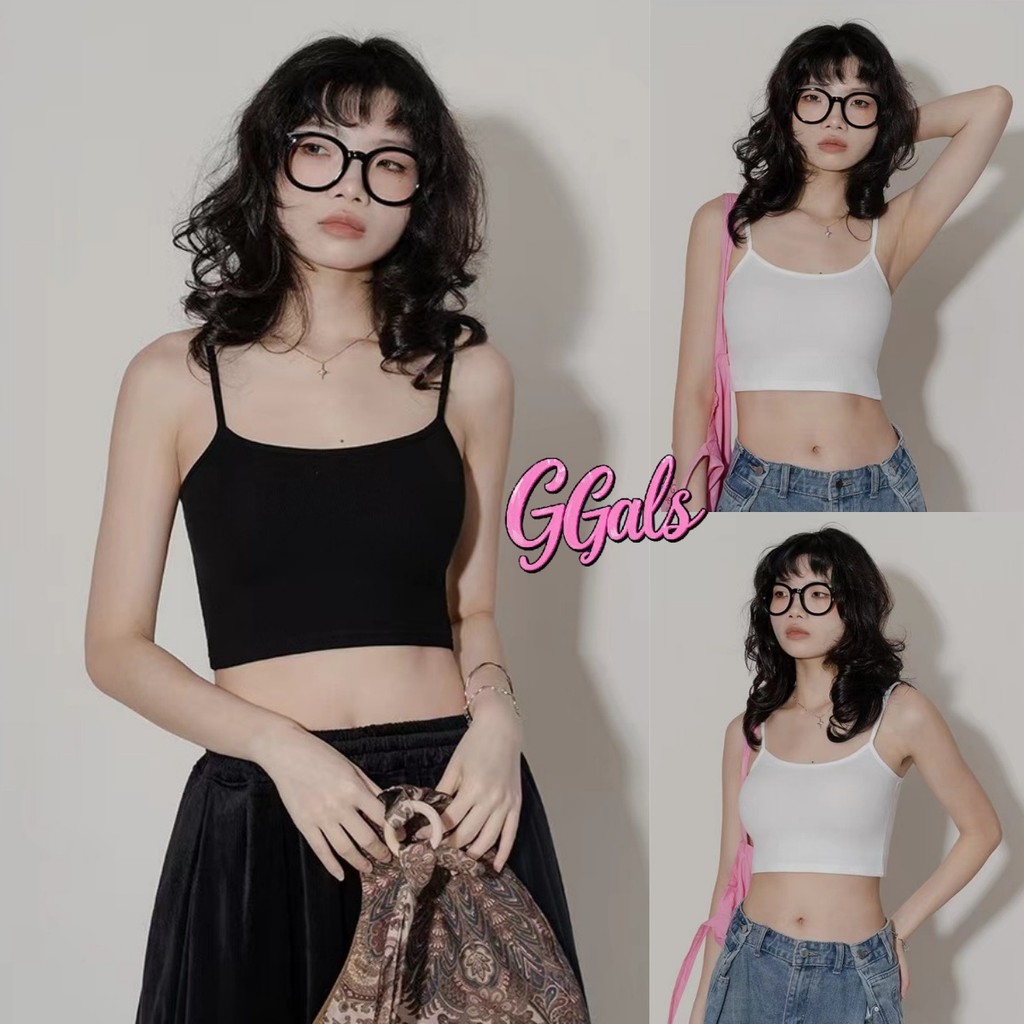 🍄GGals🍄เสื้อสายเดี่ยว สีพื้น แขนกุด ผ้านุ่ม เข้ารูป เสื้อครอป ผู้หญิง เซ็กซี่ เข้ากับทุกการแต่งกาย ส่งไวจากไทย