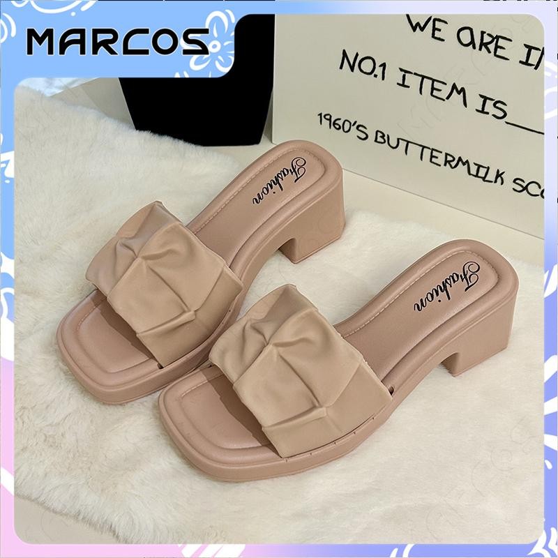 MARCOS การจัดส่งสินค้าในท้องถิ่นผู้หญิงรองเท้าแตะน้ำหนักเบากันน้ำตารางหนาพื้นรองเท้าสวมรองเท้าเพิ่มความสูงป้องกันการลื่น - รูปที่ 2