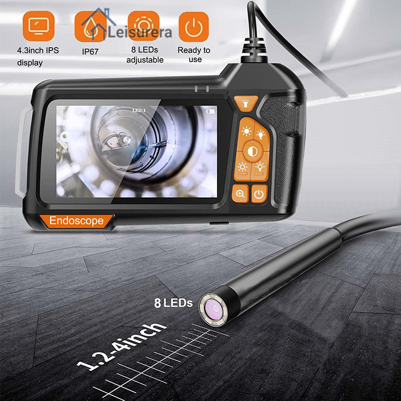 Laกล้องเอนโดสโคป หน้าจอ IPS 4.3 นิ้ว 1080P HD เลนส์สั้น  170° ท่อแคบ แบตเตอรี่ อายุการใช้งานยาว 2000mAh IP68 กันน้ํา