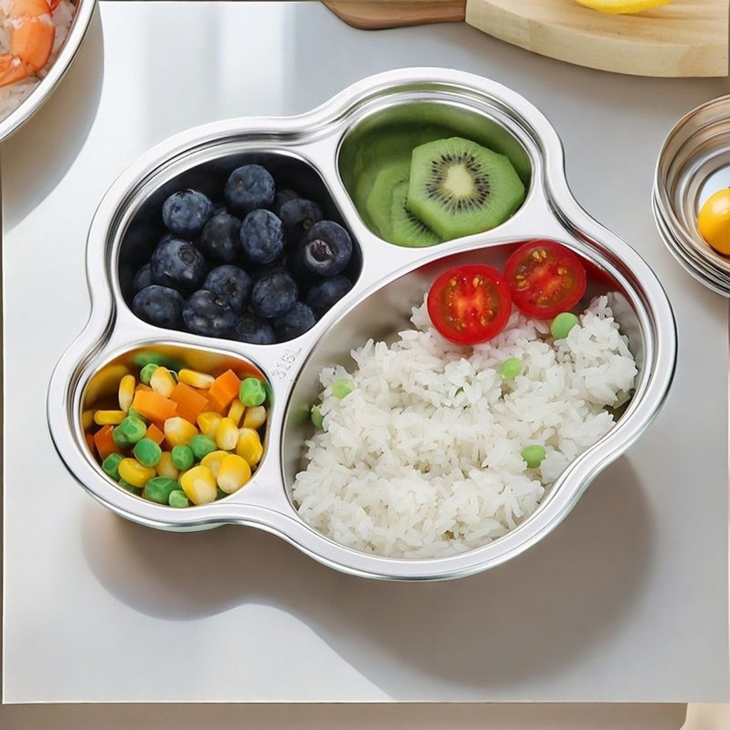 Students Eating7x Compartmented Baby and Children's Dinner Plates x Thickened Household#Kindergarten