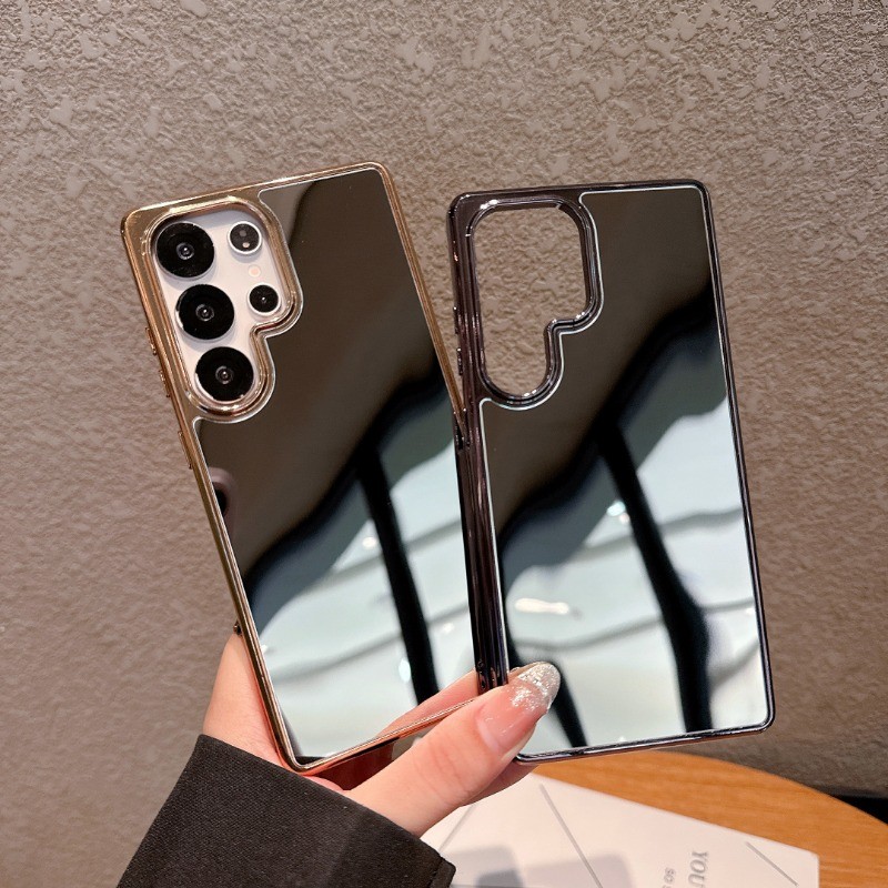 กระจกแต่งหน้าหรูหราเคสโทรศัพท์อะคริลิคแข็งสําหรับ Samsung S25 Edge S24 Ultra S24FE ปลอกกันกระแทกฝาครอบกันชน