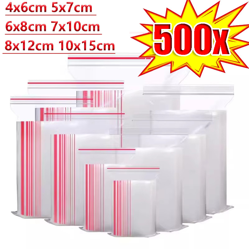 300/500 ชิ้นวัสดุ PE ซีลซิปปิดผนึกด้วยตนเอง - ที่เก็บพลาสติกขนาดเล็กสําหรับขนม, เครื่องประดับ, อาหาร, กระเป๋าขนาดเล็กแบบรับได้