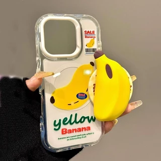 Magnetic Banana Bracket เคสโทรศัพท์สําหรับ iPhone 17 Pro Max 16 Plus 15 14 13 กันกระแทกป้องกันปลอก