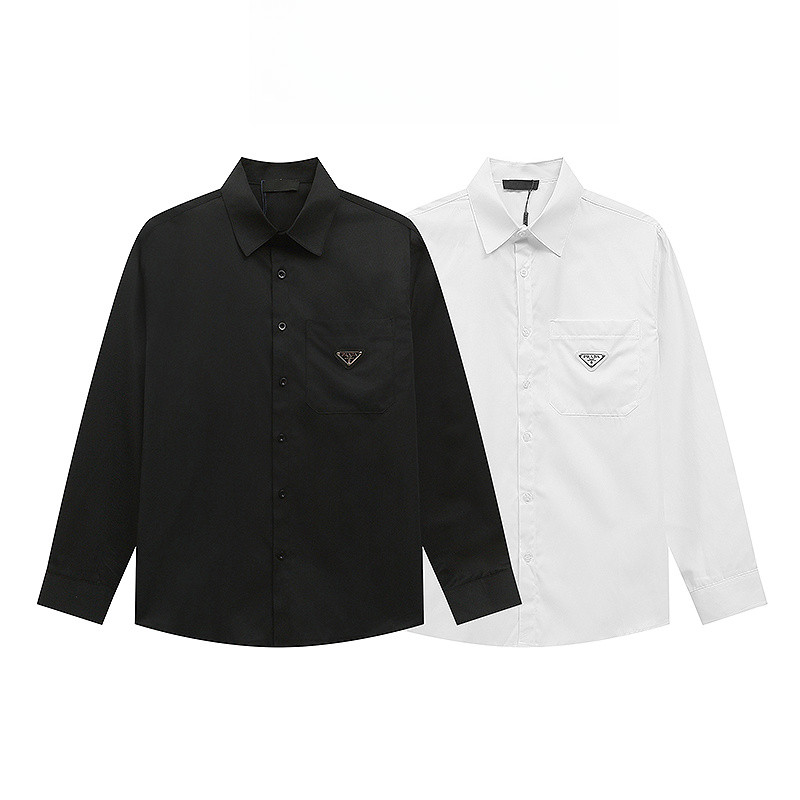 เสื้อเชิ้ตโอเวอร์ไซส์แขนยาวสำหรับทั้งผู้ชายและผู้หญิง มาพร้อมป้ายเหล็ก