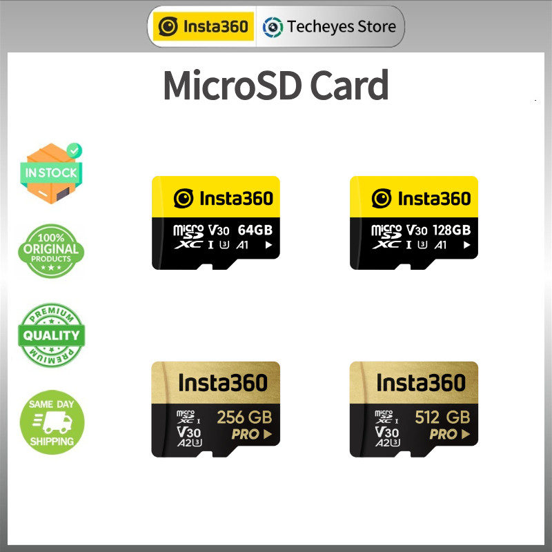 Insta360 Micro SD การ์ด 64G/125G/256G/512G สําหรับ Insta360 X5/Ace Pro 2/X4/Ace Pro/X3/X2/ONE X2/ONE