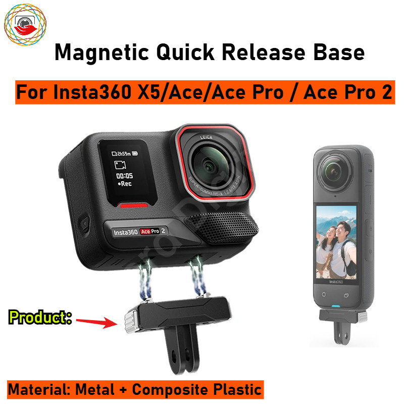 ฐานแม่เหล็กแบบปลดเร็วสําหรับ Insta360 X5 / Ace Pro 2 อะแดปเตอร์เมาท์ที่ยึดกล้องกีฬา