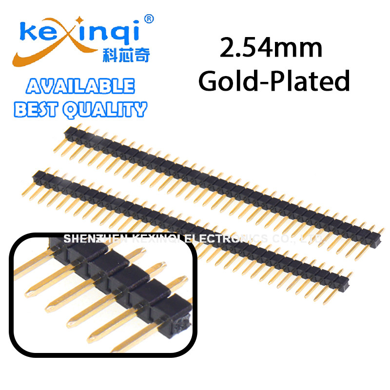 (1 ชิ้น) เดี่ยวแถว Pin Pitch 2.54 มม.1*40P ทองแดง Gold-plated 0.8U 1U 3U Connector