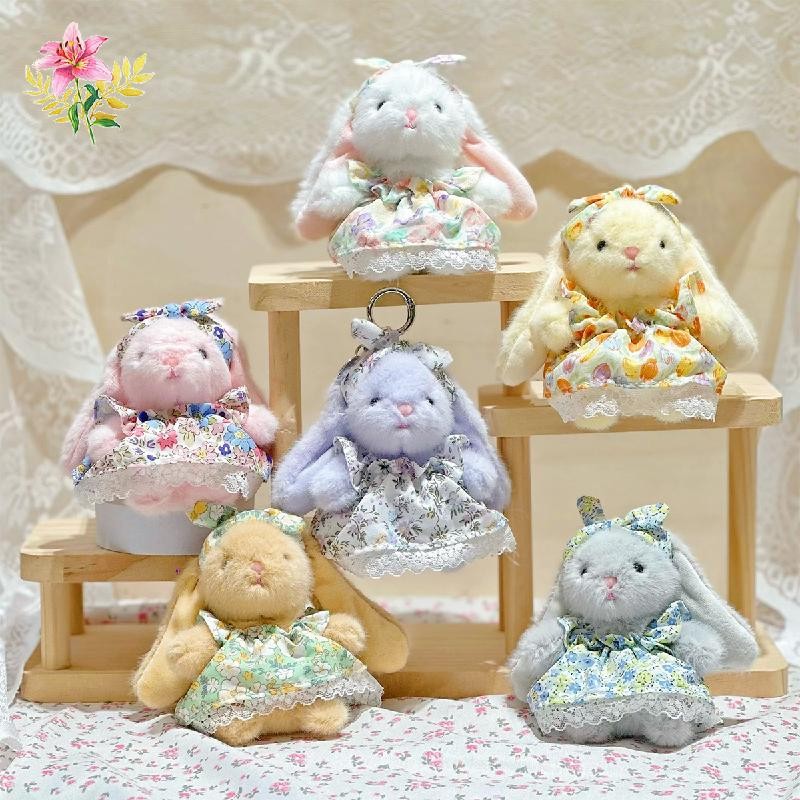 Fluffy Wendy กระต่ายพวงกุญแจ Plush D-oll สีพาสเทลแขวนเครื่องประดับสําหรับกระเป๋าเป้สะพายหลังของขวัญสัตว์น่ารักรถอุปกรณ์เสริม HYCR