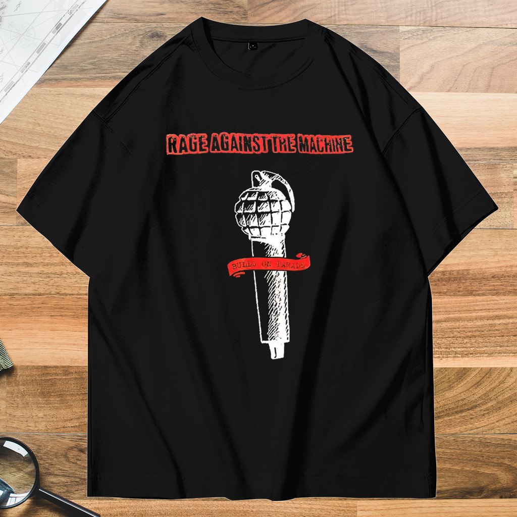 [HOT] เสื้อยืดแขนสั้น Rage Against The Machine Band - เสื้อยืดคอเล็ก Cec America Retro Oversize