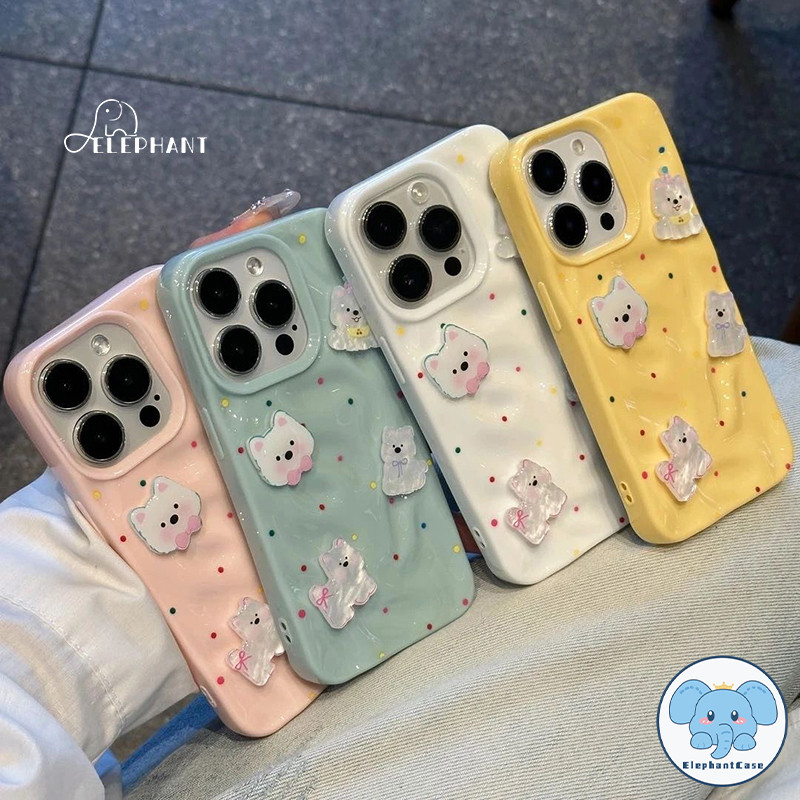 เคสไอโฟน 11 สำหรับ IPhone 11 15 13 16 14 12 Pro Max 15 14 16 6 6S Plus XR X XS เคสคู่รักลูกสุนัขสีขาวเรียบง่ายน่ารัก