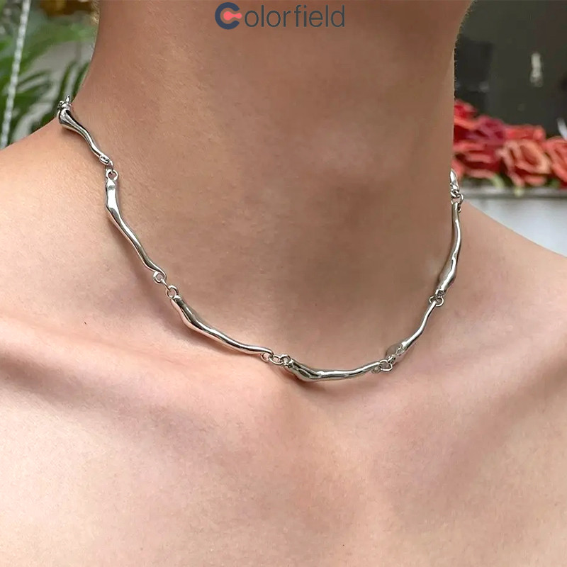 Colorfield สร้อยคอโซ่กระดูกไหปลาร้าแบบ Unisex ดีไซน์เก๋ไก๋ สไตล์ฮิปฮอปพังก์ เหมาะกับของขวัญ-COD💖