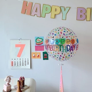 ลูกโป่ง ฐาน ฐานตั้ง ฐานตั้งลูกโป่ง ลูกโป่งฟอยล์ 4D ลาย happy birthday ลูกโป่งhappy birthday ลูกโป่งวันเกิด