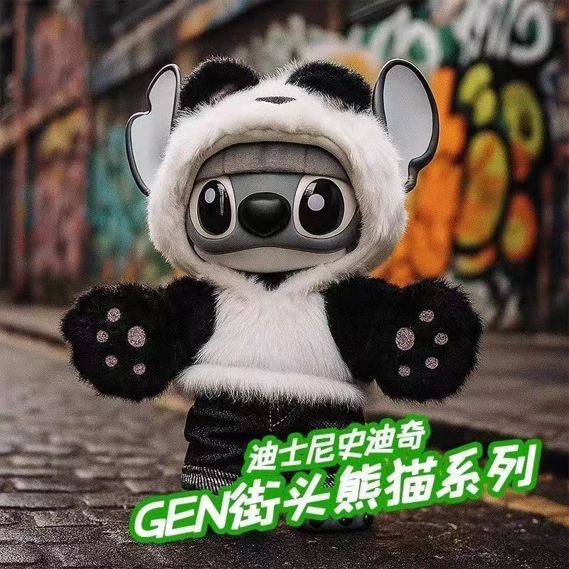 Disney Disney Stitch GenZ Street Series ของเล่นตุ๊กตา Cross-Dressing Panda Stitch พวงกุญแจกระเป๋านัก