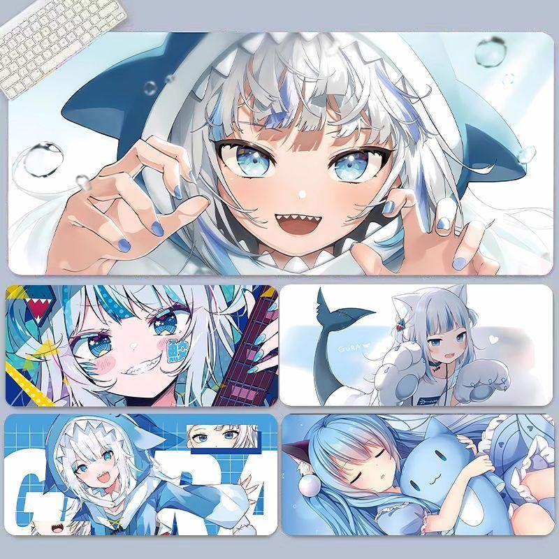 น่ารัก VTuber Nekoha Shizuku Gawr Gura Theme XL แผ่นรองเมาส์สําหรับเล่นเกม - 90x40 ซม. คีย์บอร์ดครอบคลุม, Anti-Slip โต๊ะสําหรับ PC/สํานักงาน Setup
