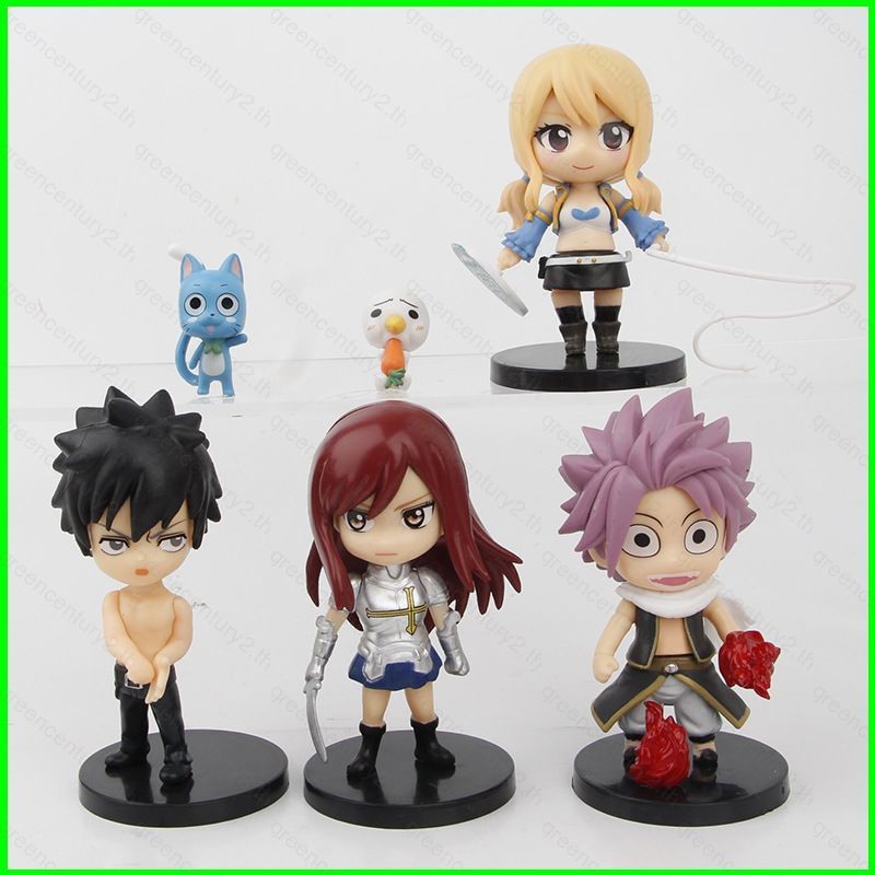 GC 6 ชิ้น FAIRY TAIL Action Figure Dragneel Lucy Mavis ตุ๊กตาของเล่นสําหรับเด็กเครื่องประดับคอลเลกชั